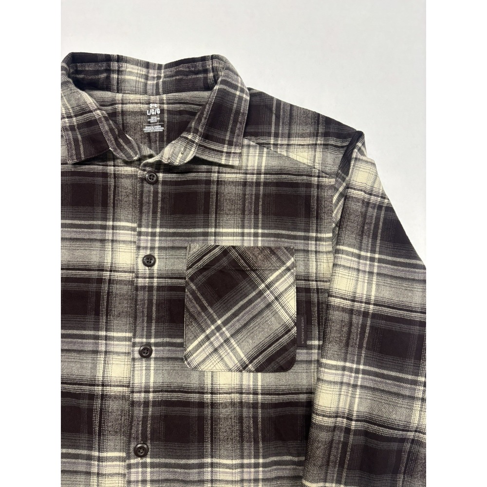 Under Armour Shirt Mens Large Brown Plaid Flannel Long Sleeve Button Up Casual